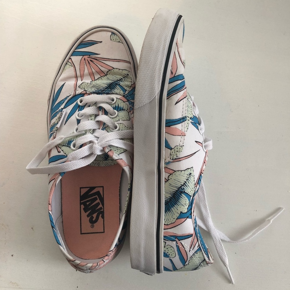Tropical leaves white vans